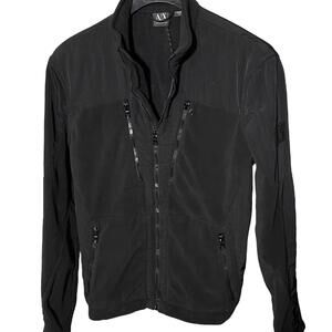 ARMANI EXCHANGE Vintage Mens (L) Black Fleece Bomber Moto Jacket - Full Zip
